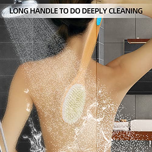 Wonderwin Double-Sided Long Handle Wooden Body Brush with Stiff and Soft Bris...