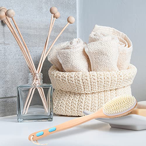 Wonderwin Double-Sided Long Handle Wooden Body Brush with Stiff and Soft Bris...