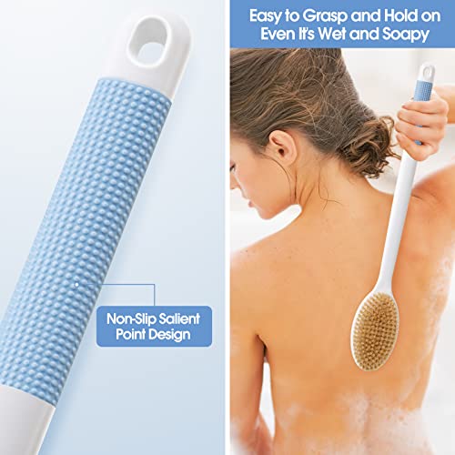 Back Brush Anti Slip Long Handle for Shower, Dual-Sided Shower Brush with Sti...