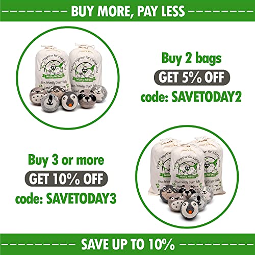Wooly Heroes Dryer Balls - 100% Organic Wool - Sustainable & Eco-Friendly - D...