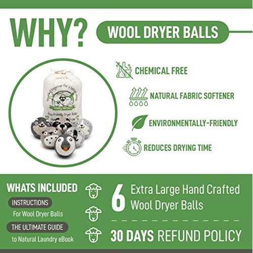 Wooly Heroes Dryer Balls - 100% Organic Wool - Sustainable & Eco-Friendly - D...