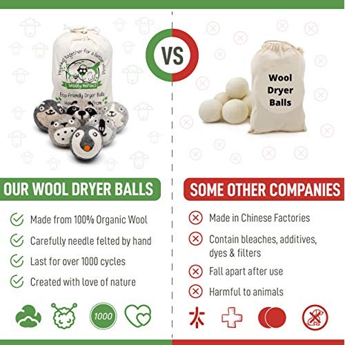 Wooly Heroes Dryer Balls - 100% Organic Wool - Sustainable & Eco-Friendly - D...
