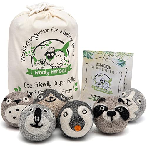 Wooly Heroes Dryer Balls - 100% Organic Wool - Sustainable & Eco-Friendly - D...