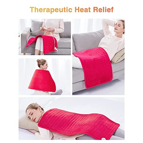 [5 Year Warranty] WOOMER Electric Heating Pad for Back Pain & Cramps Relief, ...