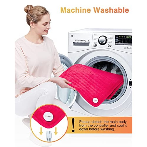 [5 Year Warranty] WOOMER Electric Heating Pad for Back Pain & Cramps Relief, ...