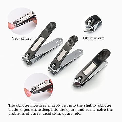 Nail Clippers Set 3 PCS Stainless Steel Professional Finger Nail Toenail Clip...