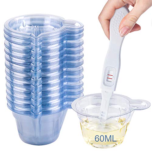 Disposable Plastic Urine Collection Cups, 60ML 100 Pack Specimen Container fo...