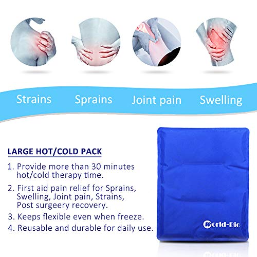 WORLD-BIO Large Flexible Hip Ice Pack 2 packs for Injuries, Hot & Cold Therap...