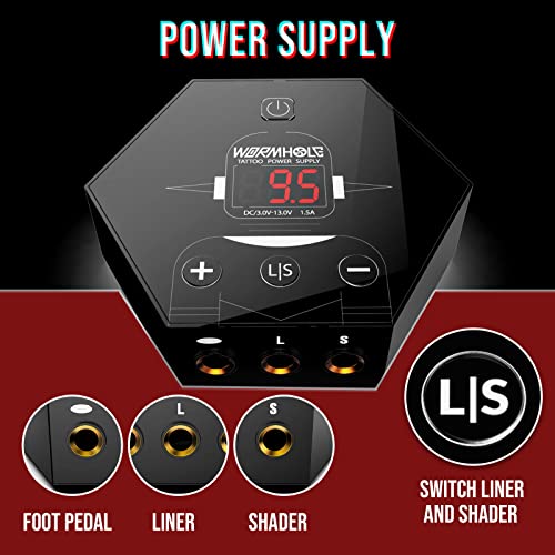 Wormhole Tattoo Pen Kit Rotary Tattoo Machine Kit with Power Supply and Tatto...