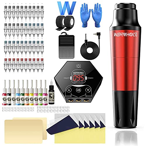Tattoo Pen Kit Wormhole Cartridge Tattoo Kit for Beginners Rotary Tattoo Mach...