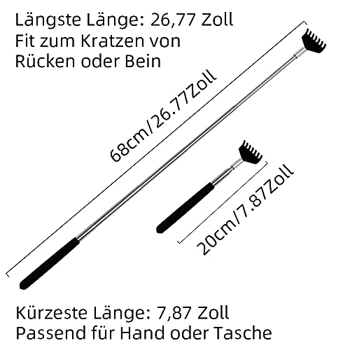 Back Scratcher, WOVTE 3 Pack Black Portable Extendable Stainless Steel Telesc...