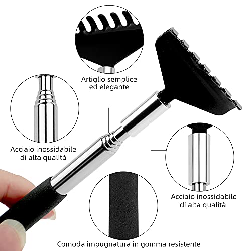 Back Scratcher, WOVTE 3 Pack Black Portable Extendable Stainless Steel Telesc...