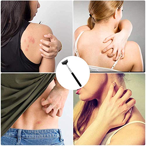 Back Scratcher, WOVTE 3 Pack Black Portable Extendable Stainless Steel Telesc...