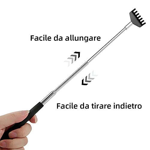 Back Scratcher, WOVTE 3 Pack Black Portable Extendable Stainless Steel Telesc...