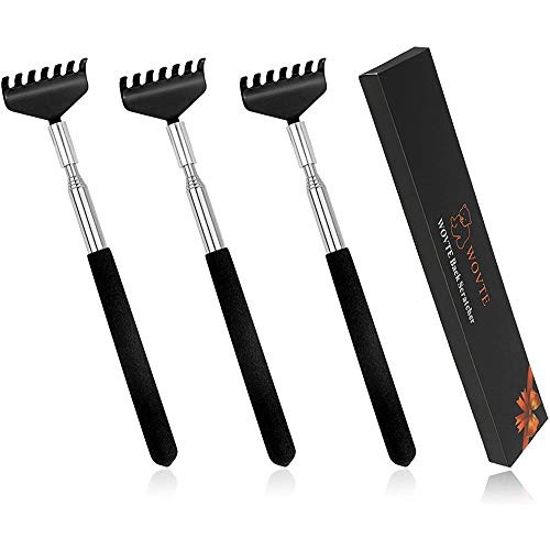 Back Scratcher, WOVTE 3 Pack Black Portable Extendable Stainless Steel Telesc...