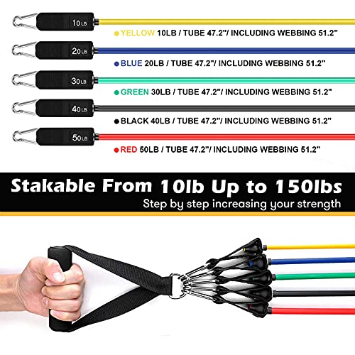 WSAKOUE Resistance Bands Set, Exercise Bands, Workout Bands for Men & Women, ...