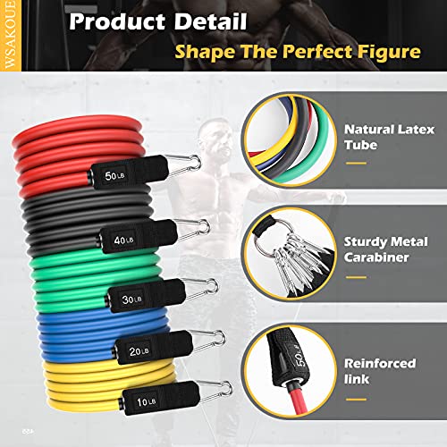 WSAKOUE Resistance Bands Set, Exercise Bands, Workout Bands for Men & Women, ...