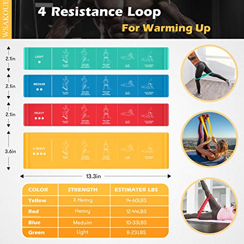 WSAKOUE Resistance Bands Set, Exercise Bands, Workout Bands for Men & Women, ...