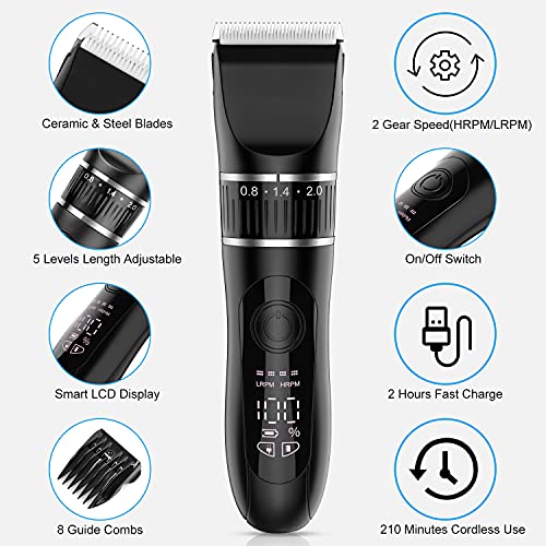 Hair Clippers for Men Professional, Cordless Clippers for Hair Cutting Beard ...