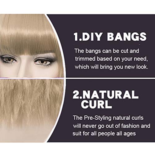 WTHCOS Ash Blonde Wig Short Curly Wig with Bangs Ash Blonde Wigs Short Wavy W...