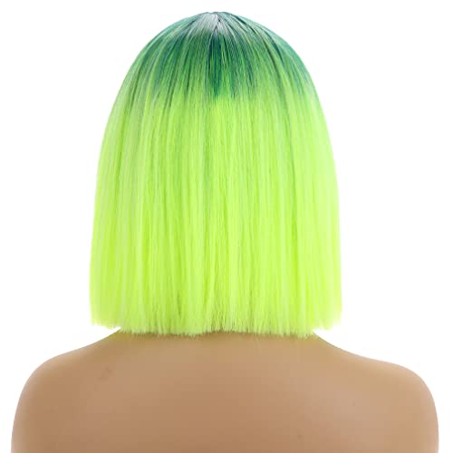 WTHCOS Green Wig Short Straight Wig Ombre Green Bob Wig Short Wig Straight Ha...