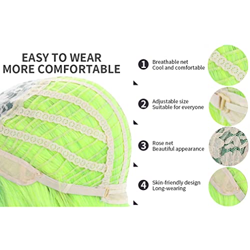 WTHCOS Green Wig Short Straight Wig Ombre Green Bob Wig Short Wig Straight Ha...