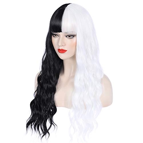 WTHCOS Long Curly Wig with Bangs Long Wavy Fluffy Wigs for Women Daily Wear o...