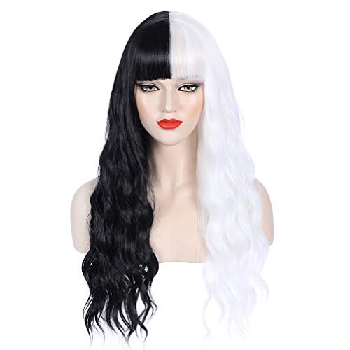 WTHCOS Long Curly Wig with Bangs Long Wavy Fluffy Wigs for Women Daily Wear o...