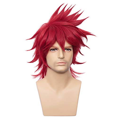 WTHCOS Short Wigs for Men Cosplay Wig Male Wigs Party Wig with Wig Cap (Red)