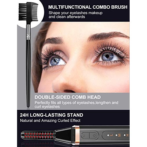 Heated Eyelash Curler, USB Rechargeable Electric Eyelash Curler for Quick Nat...