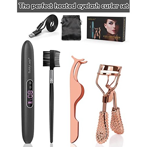 Heated Eyelash Curlers USB Rechargeable Eyelash Curler for Quick Natural Curl...