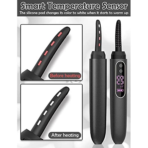 Heated Eyelash Curlers USB Rechargeable Eyelash Curler for Quick Natural Curl...