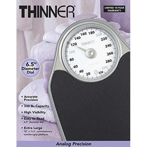 Thinner Extra-Large Dial Analog Precision Bathroom Scale, Analog Bath Scale, ...