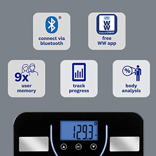 WW Scales by Conair Bluetooth Body Analysis Bathroom Scale, Measures Body Fat...
