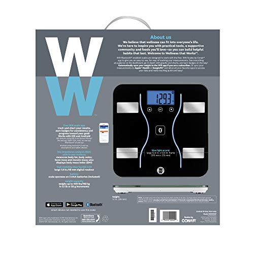 WW Scales by Conair Bluetooth Body Analysis Bathroom Scale, Measures Body Fat...
