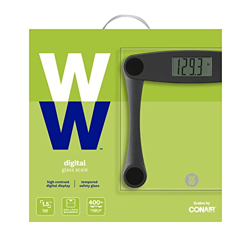 WW Scales by Conair Digital Glass Bathroom Scale, 400 Lbs. Capacity, Digital ...