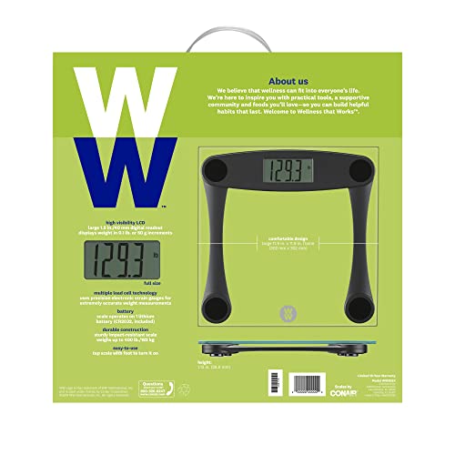 WW Scales by Conair Digital Glass Bathroom Scale, 400 Lbs. Capacity, Digital ...