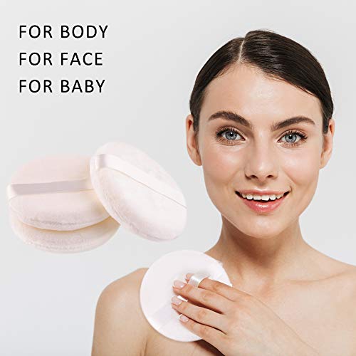 WXJ13 4 Pack 4.12 Inch Large Loose Powder Puff with 2 Pack Gold Metal Powder ...