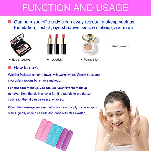 Makeup Remove Face Towels, Reusable Makeup Remover Cloths (6 packs), Makeup R...