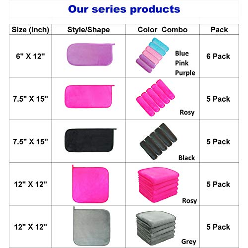 Makeup Remove Face Towels, Reusable Makeup Remover Cloths (6 packs), Makeup R...