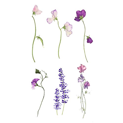 WYUEN 12 Sheets Flower Temporary Tattoo Sticker Women Children Fake Tattoos B...