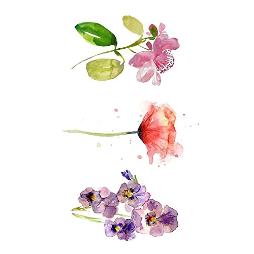 WYUEN 12 Sheets Flower Temporary Tattoo Sticker Women Children Fake Tattoos B...