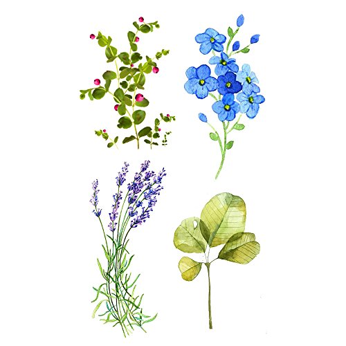WYUEN 12 Sheets Flower Temporary Tattoo Sticker Women Children Fake Tattoos B...