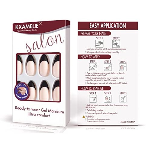 Xcreando Matte Almond French Tip Press on Nails Almond Shape with Designs Nud...