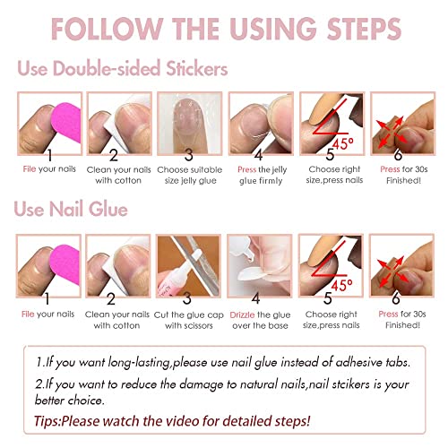 Xcreando Matte Almond French Tip Press on Nails Almond Shape with Designs Nud...