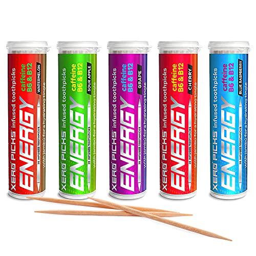 Xero Picks ENERGY Infused Flavored Toothpicks with Caffeine, B12 and B6 (Vari...