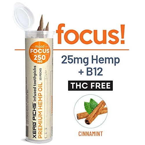 Xero Picks Infused Toothpicks with HEMP Extract- 250mg (10 Picks) (Cinnamint)...