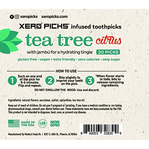 Xero Picks Tea Tree - Infused Flavored Toothpicks For Long Lasting Fresh Brea...