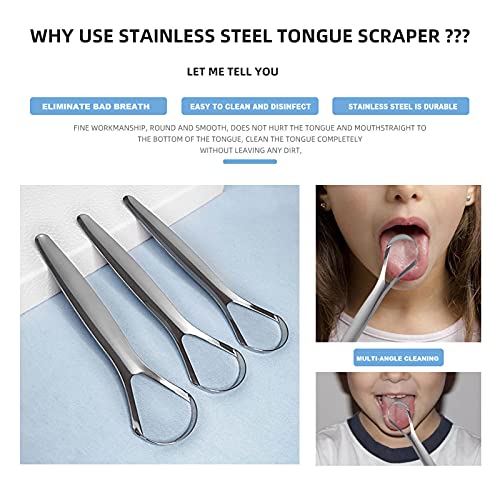 Wide Tongue Scraper, Upgraded Metal Tongue Cleaner(2 Pack) Medical Stainless ...