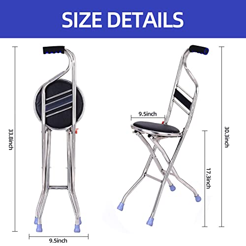 Foldable Cane Holder, Thickened Travel seat and Cane Combined into one, Four-...